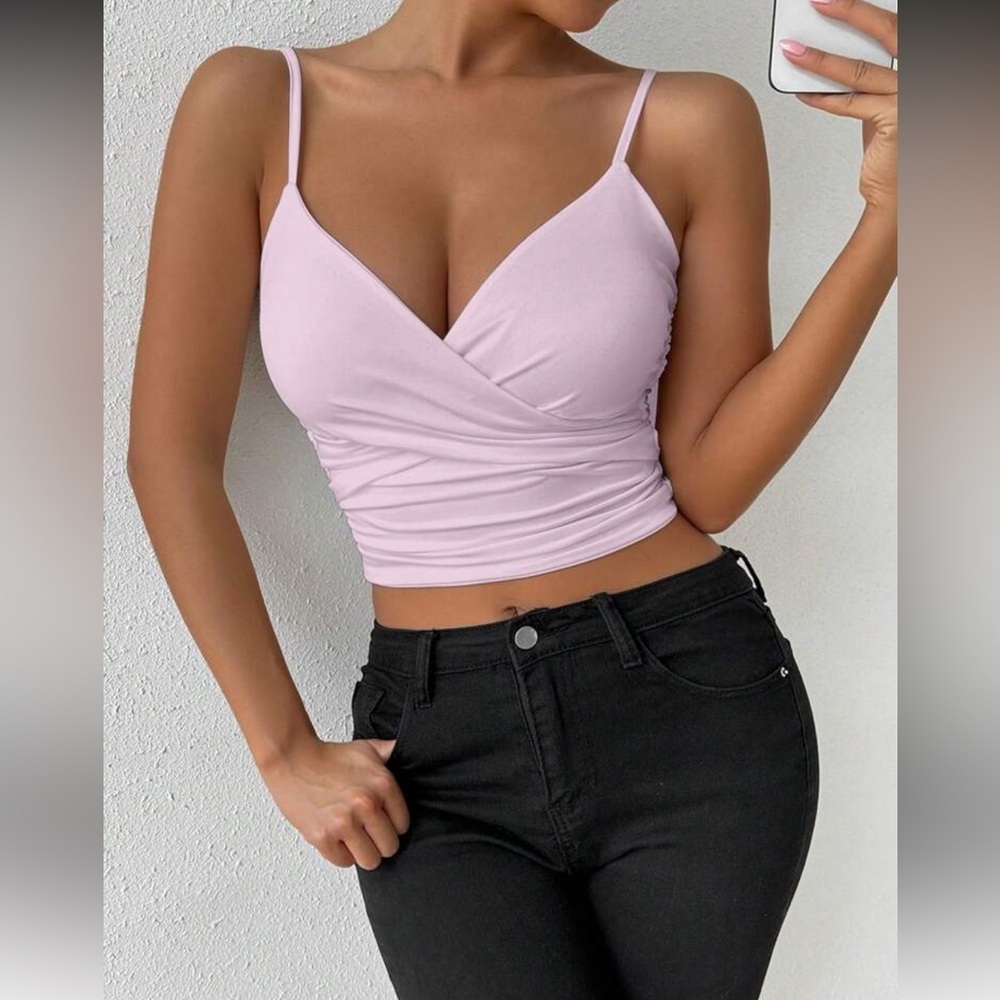 Elegant Baby Pink Wrap Top